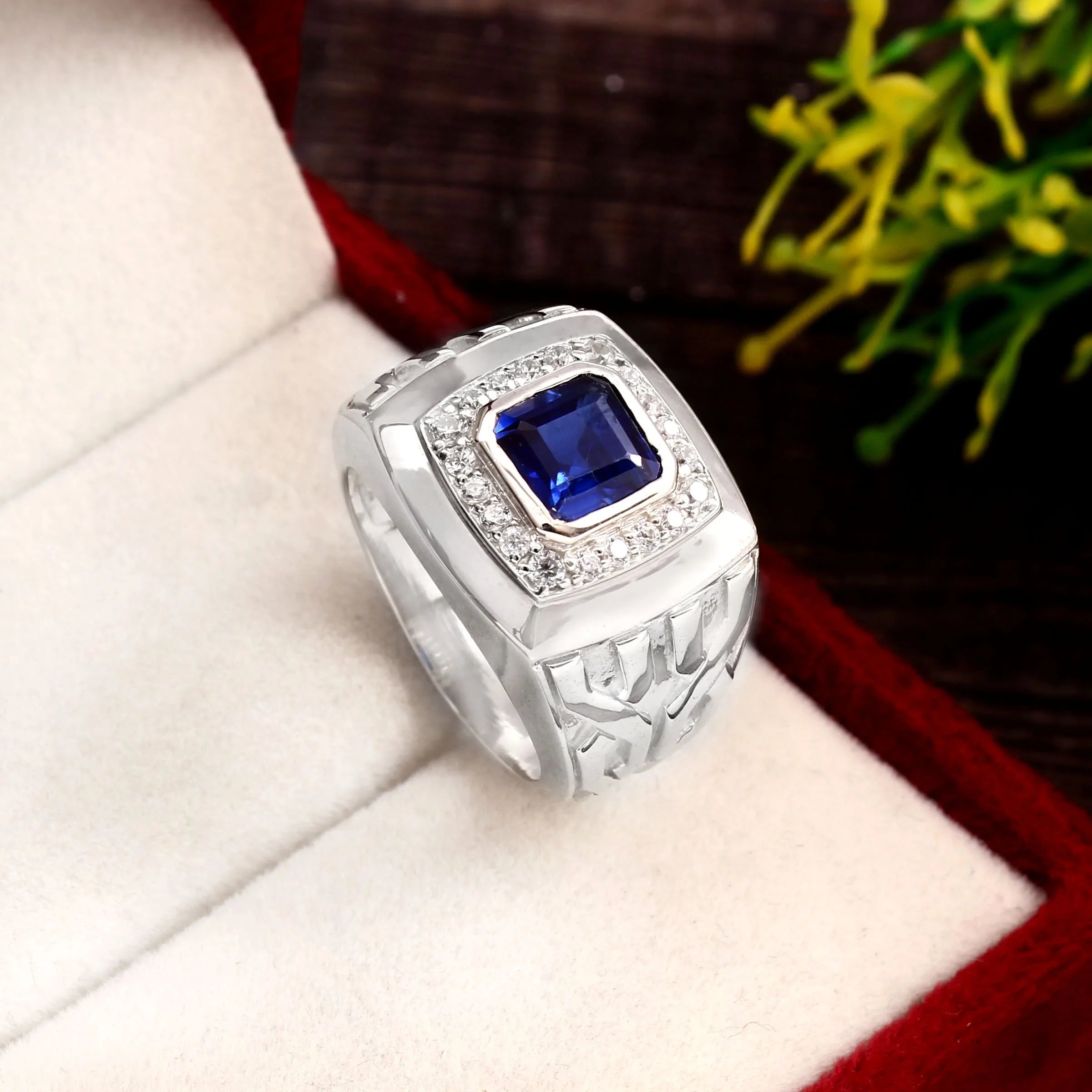 Sterling Silver Kyanite & Cubic Zirconia Bezel Ring