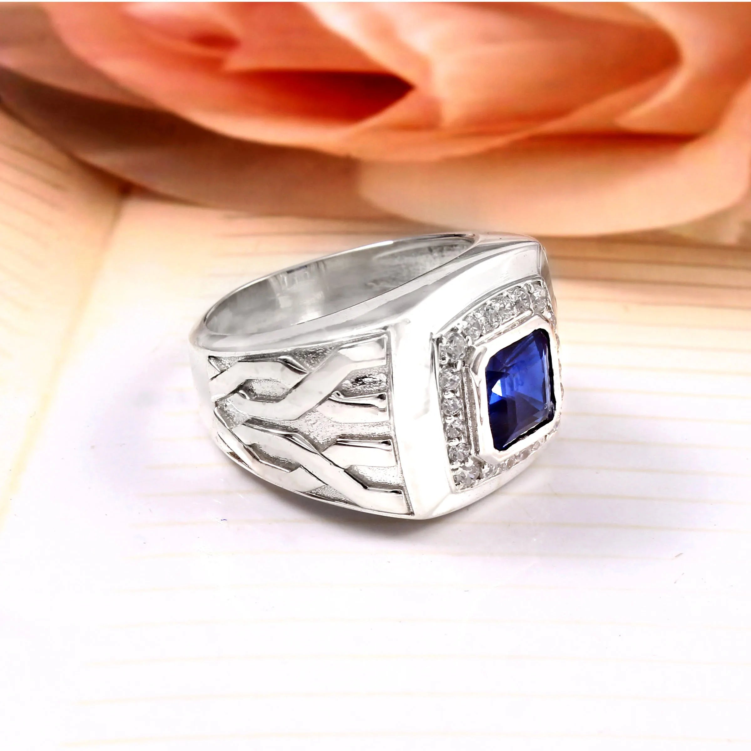 Sterling Silver Kyanite & Cubic Zirconia Bezel Ring