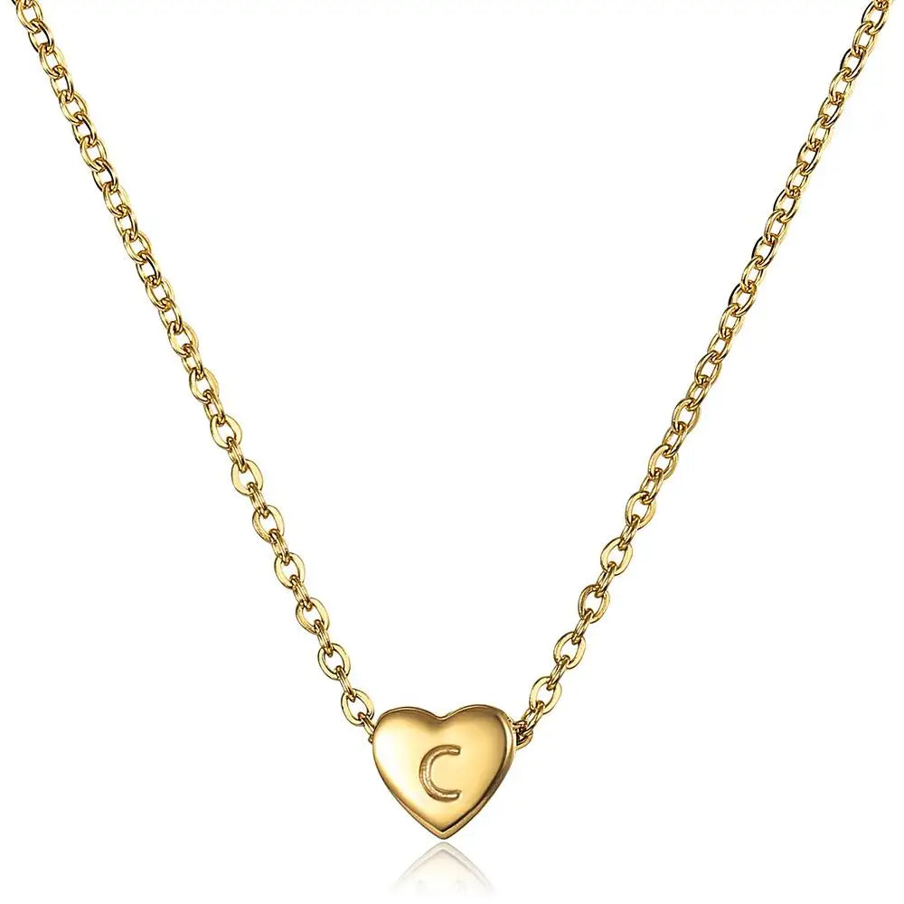 Initial Letter Heart Pendant Necklace