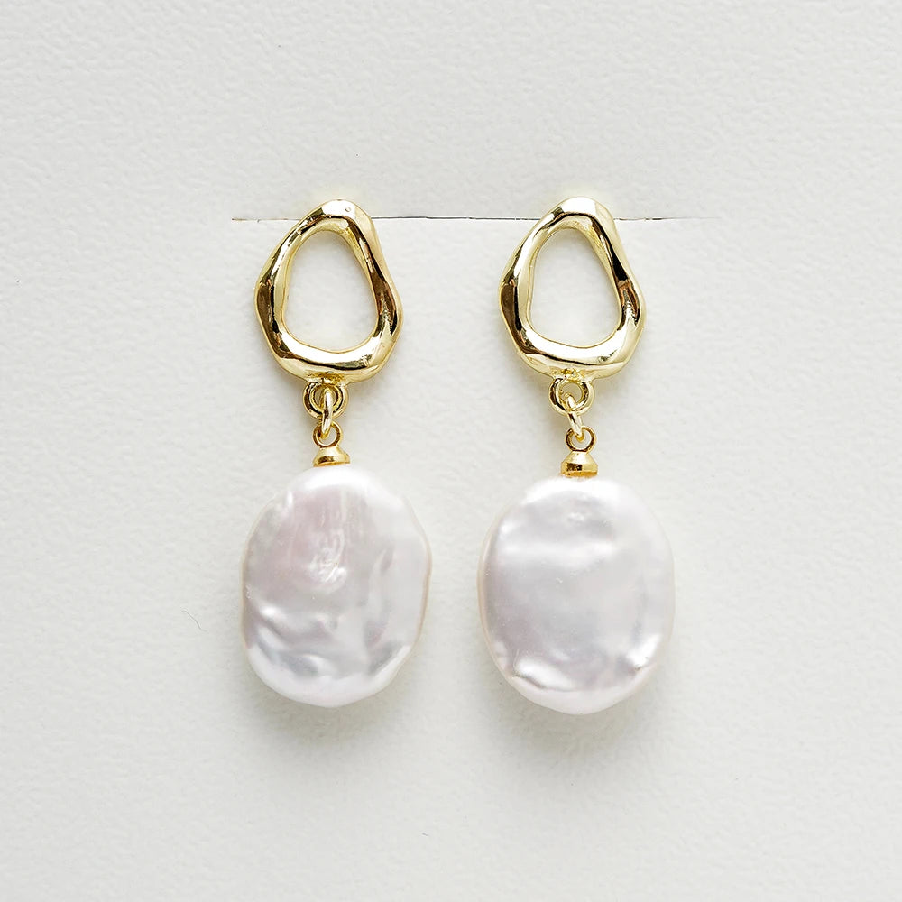 Natural Pearl Stud Drop Earring