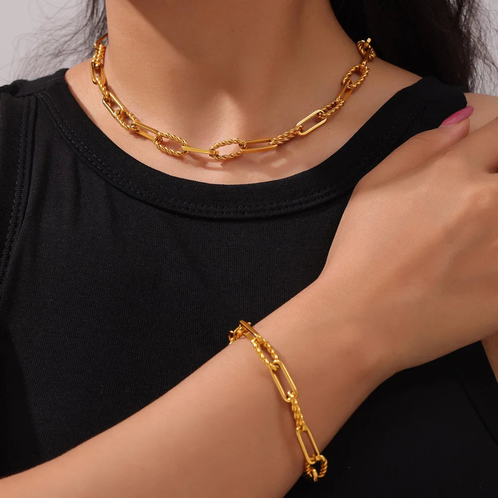 Geometric Chain Jewelry Set