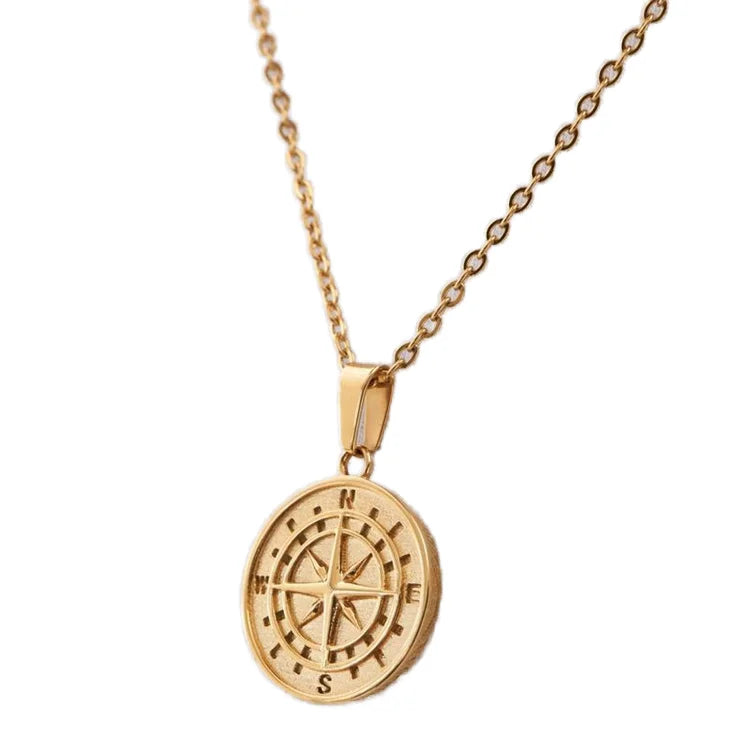 18k Gold Plated Compass Necklace