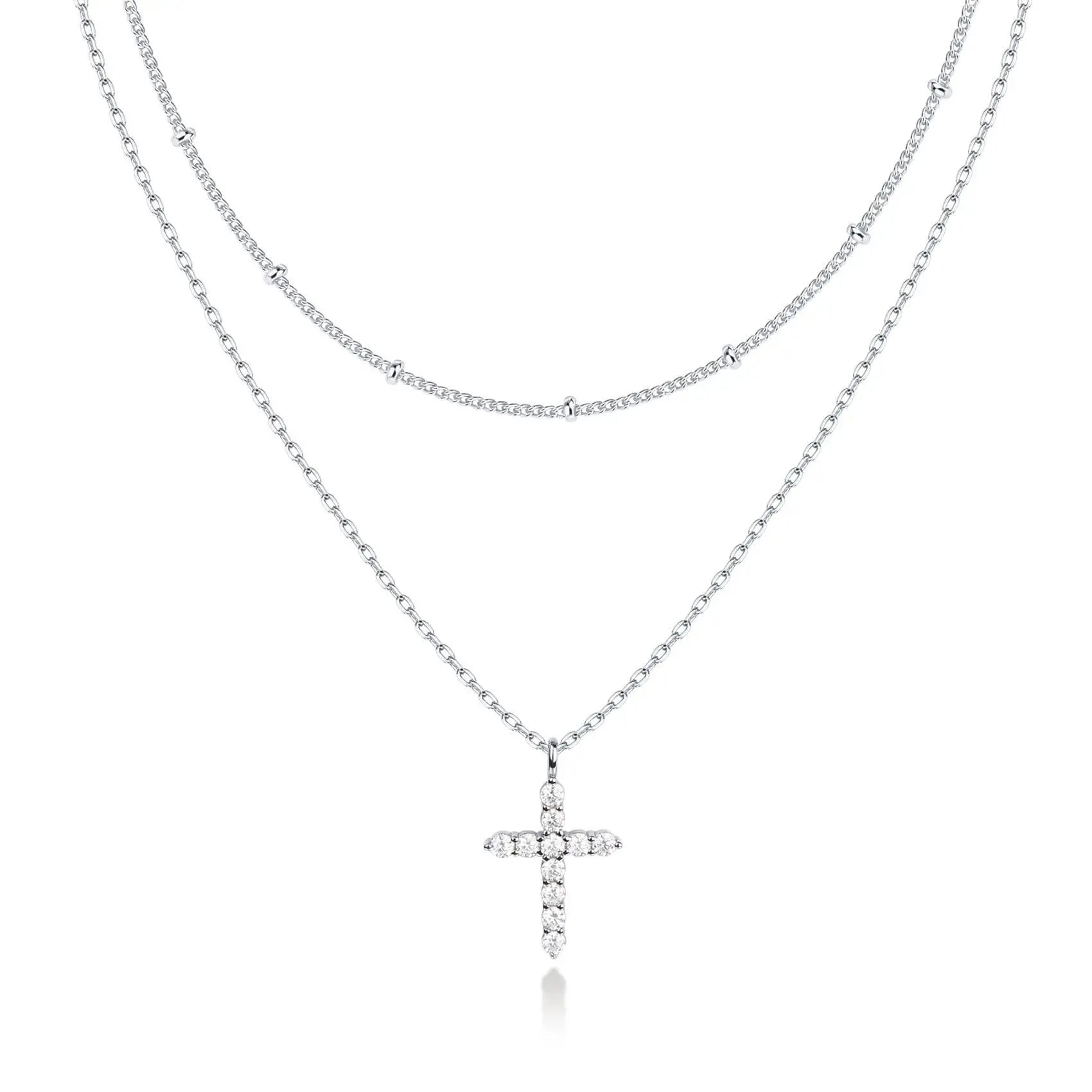 18K Gold Plated Double-Layer Cross Necklace