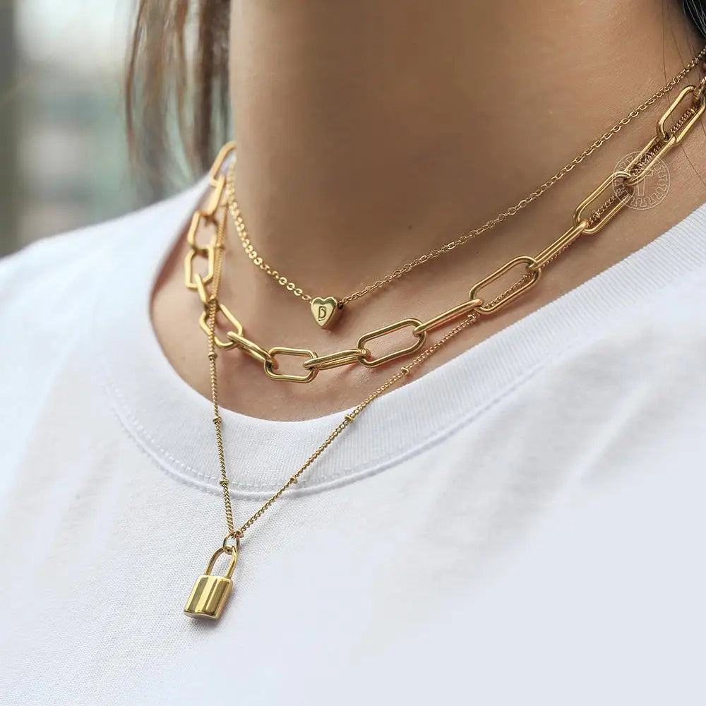 Initial Letter Heart Pendant Necklace