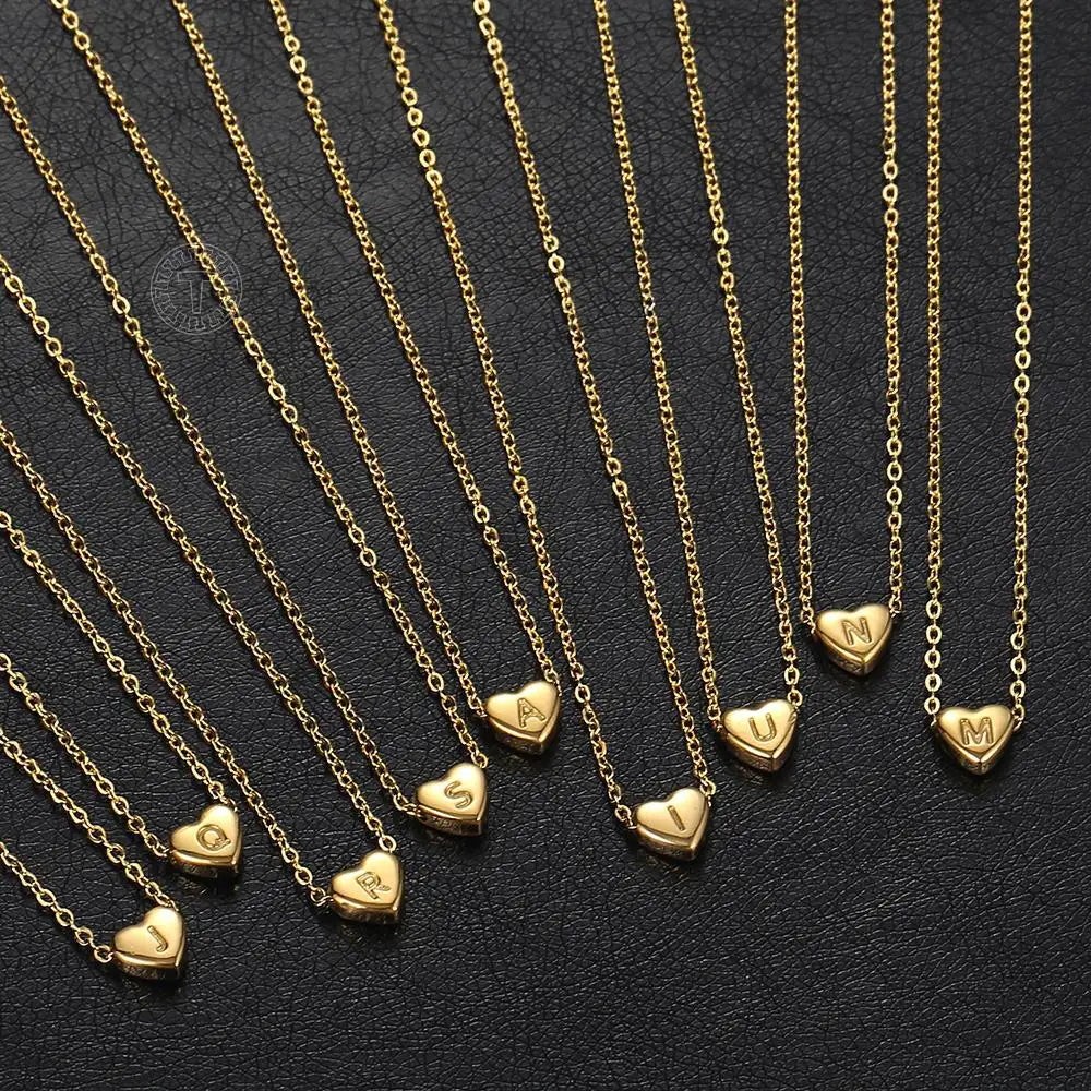 Initial Letter Heart Pendant Necklace