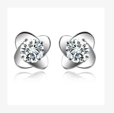 Sterling Silver Crystal Clover Earrings