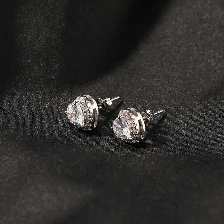 Heart Shape Stud Earrings 18K Gold Plated