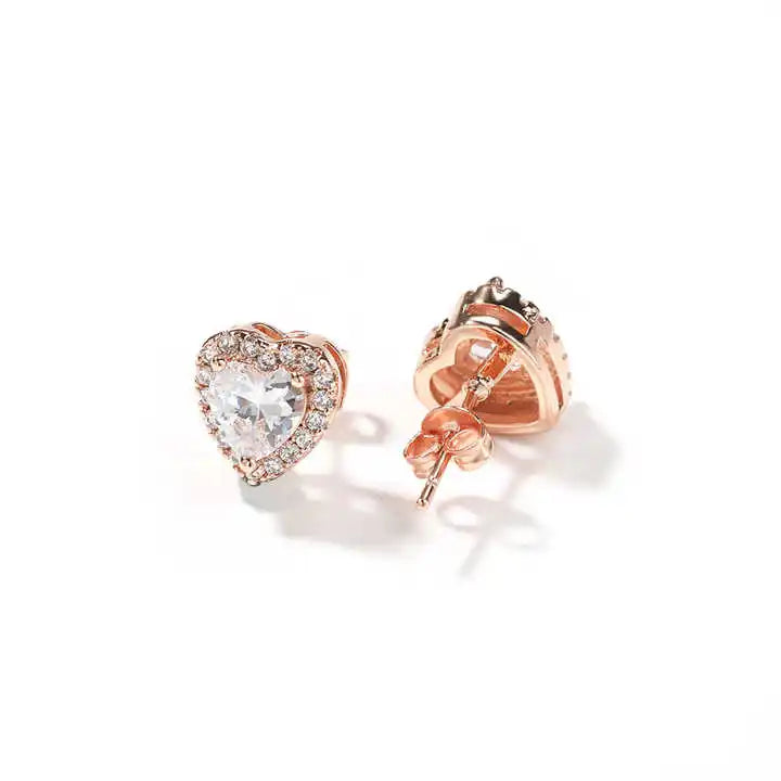 Heart Shape Stud Earrings 18K Gold Plated