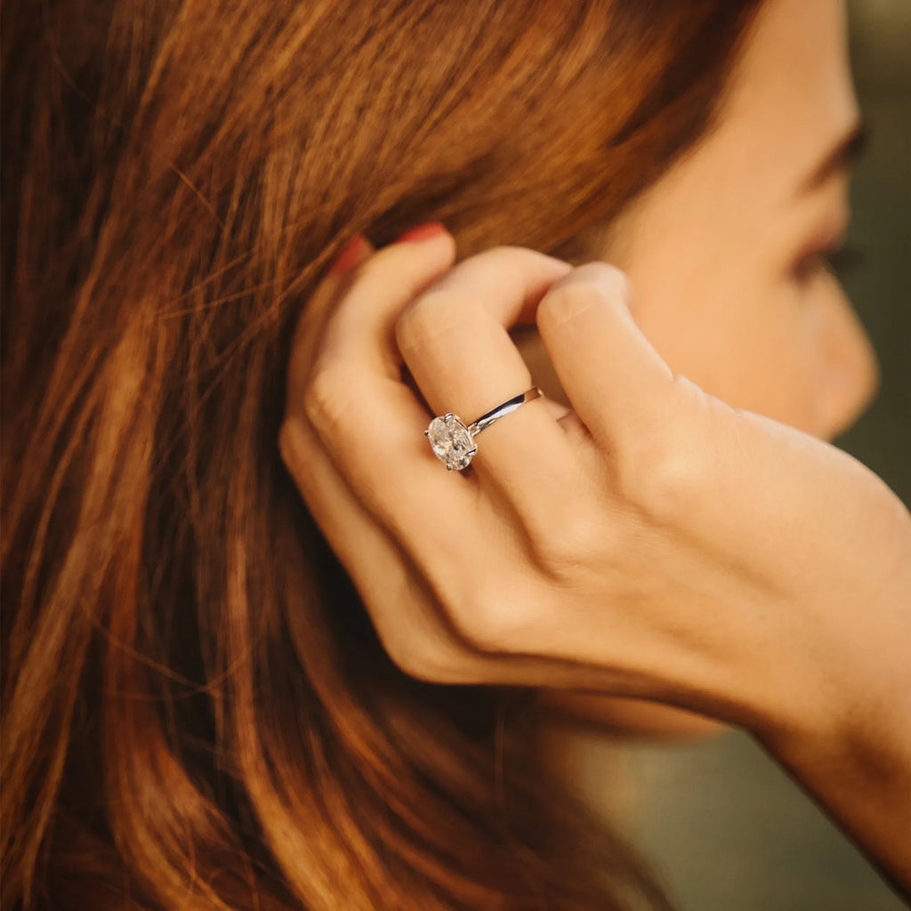 Sterling Silver Rings 3ct Oval Cut Zirconia Diamond Ring