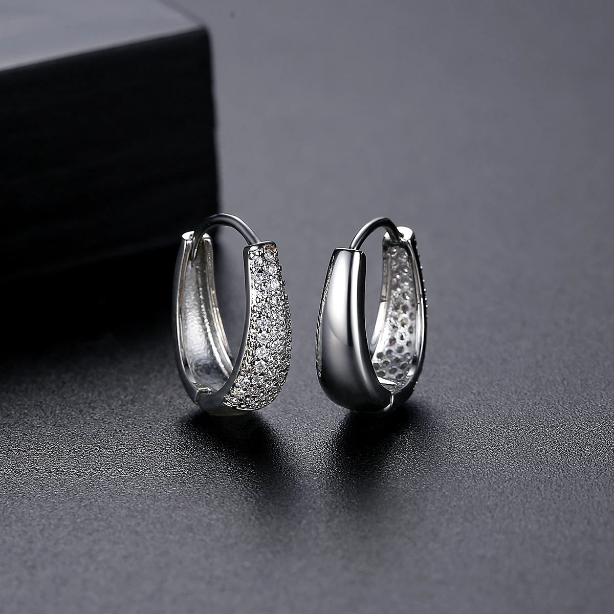 Diamond,Gold Plated Hoop Earring