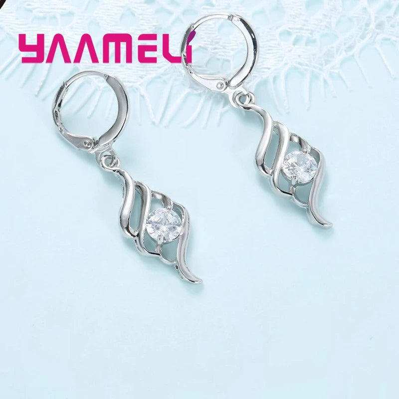 Silver Pendant Necklace & Hoop Earring