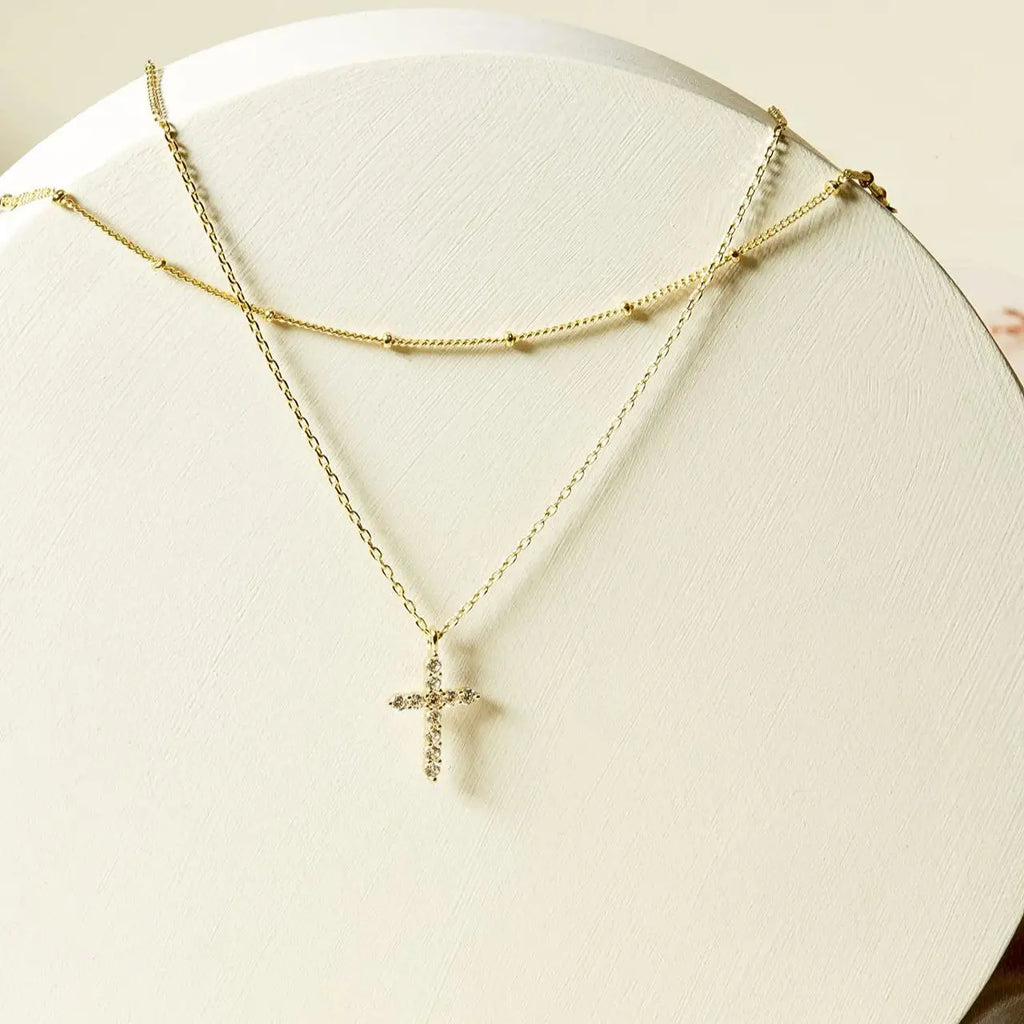 18K Gold Plated Double-Layer Cross Necklace