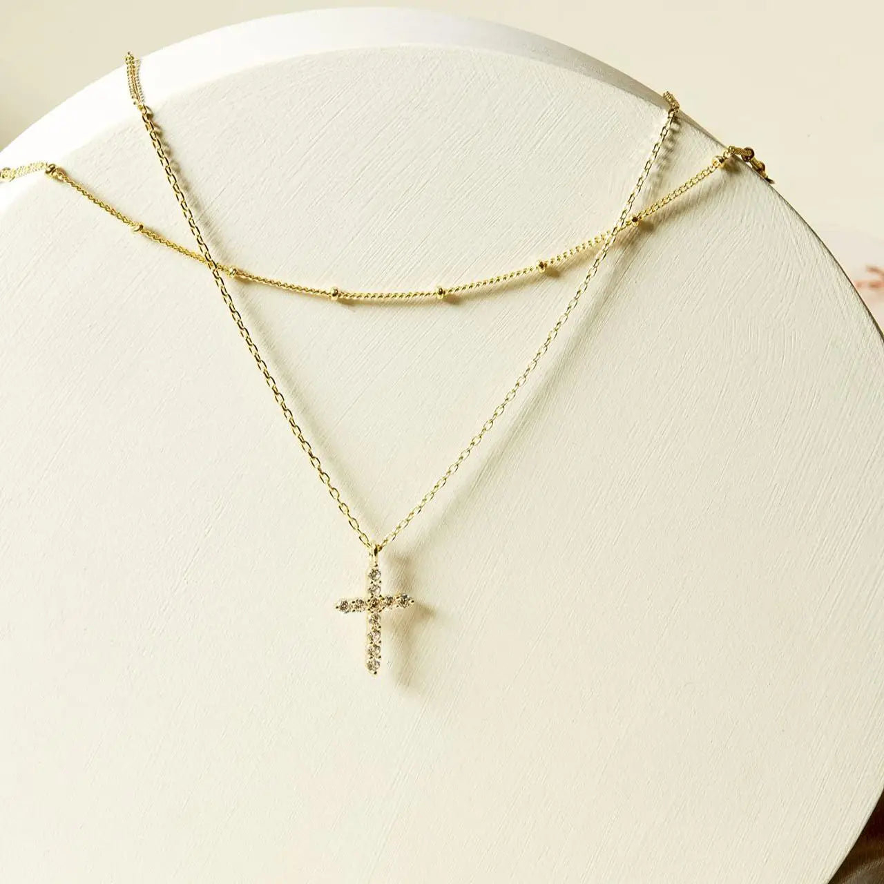 18K Gold Plated Double-Layer Cross Necklace