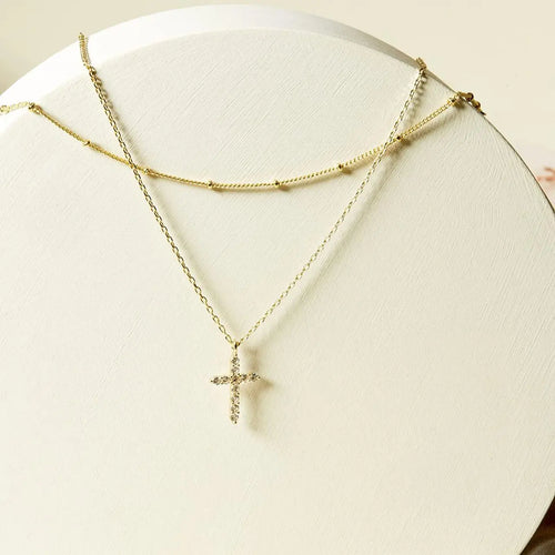 18K Gold Plated Double-Layer Cross Necklace