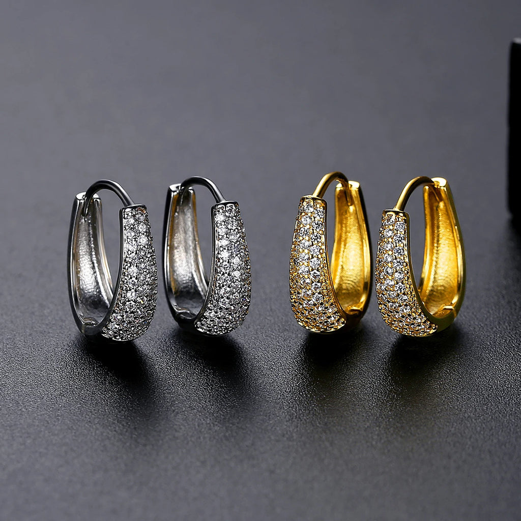 Diamond,Gold Plated Hoop Earring