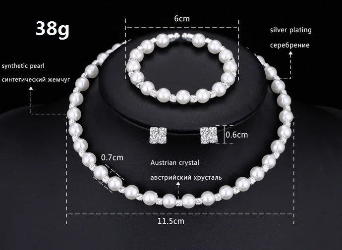 Pearl Jewelry Set:               Bracelet, Necklace, Earrings