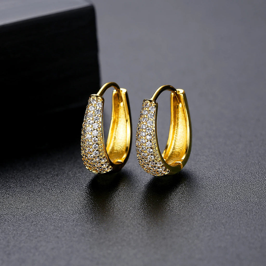 Diamond,Gold Plated Hoop Earring