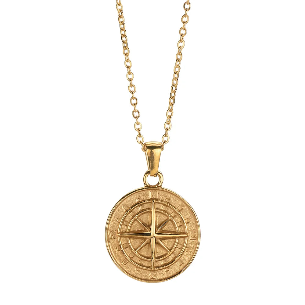 18k Gold Plated Compass Necklace