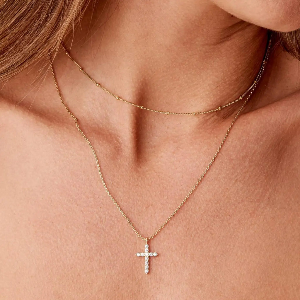 18K Gold Plated Double-Layer Cross Necklace