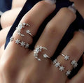 5 Knuckle Silver Bohemian Vintage Gem Crystal