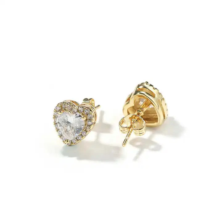 Heart Shape Stud Earrings 18K Gold Plated