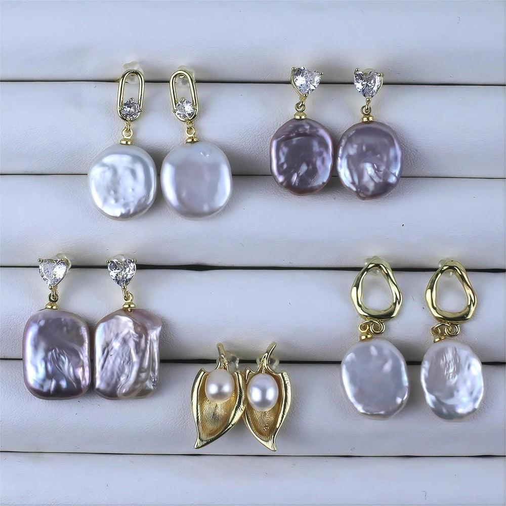 Natural Pearl Stud Drop Earring