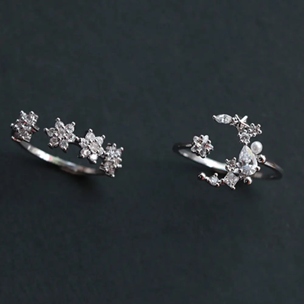 5 Knuckle Silver Bohemian Vintage Gem Crystal
