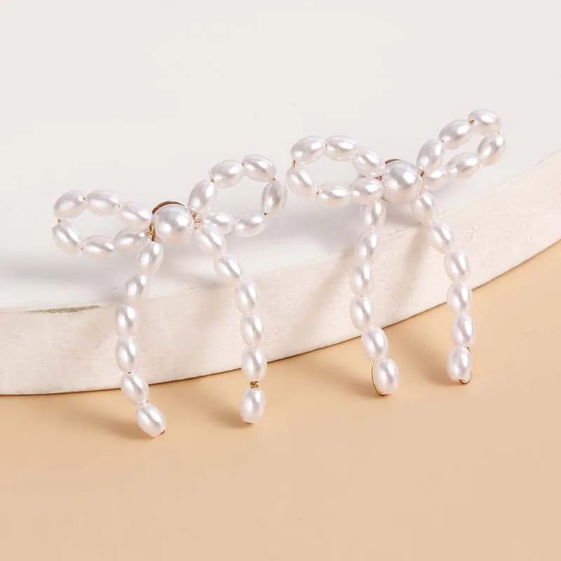 Pearl Bowknot Stud Earrings