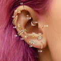Tragus Snowflake Earrings Conch, Helix, Rook, Lobe, Zircon, Cartilage