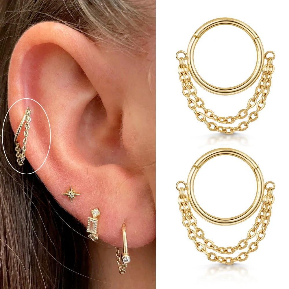 Tragus Snowflake Earrings Conch, Helix, Rook, Lobe, Zircon, Cartilage