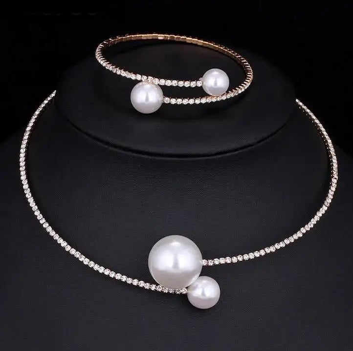 Pearl Jewelry Set:               Bracelet, Necklace, Earrings