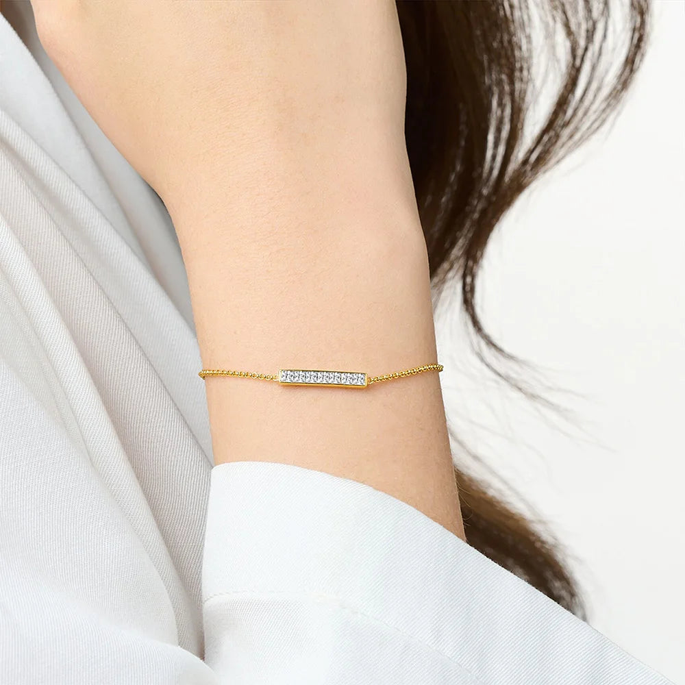 Gold Bracelet with White Stones