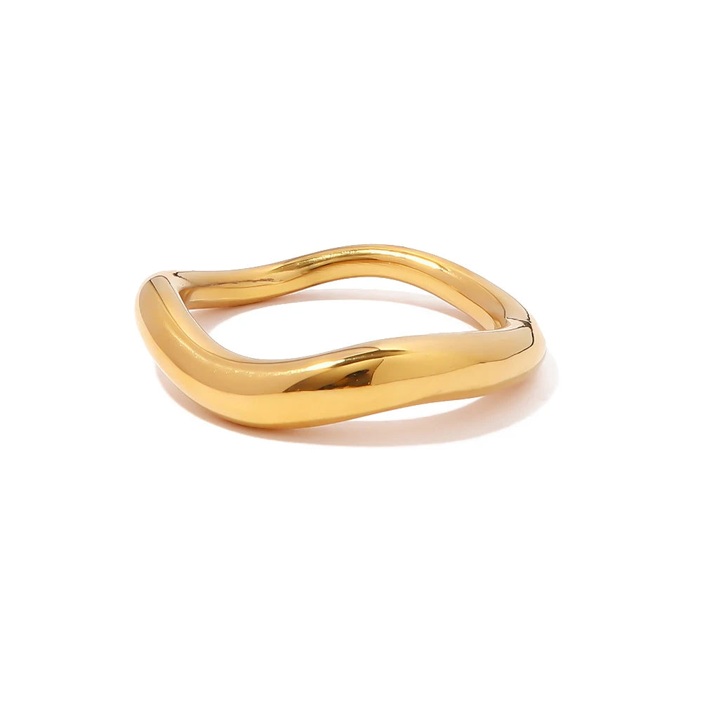 Geometric 18K Gold Plated Stainless Steel Ring Waterproof