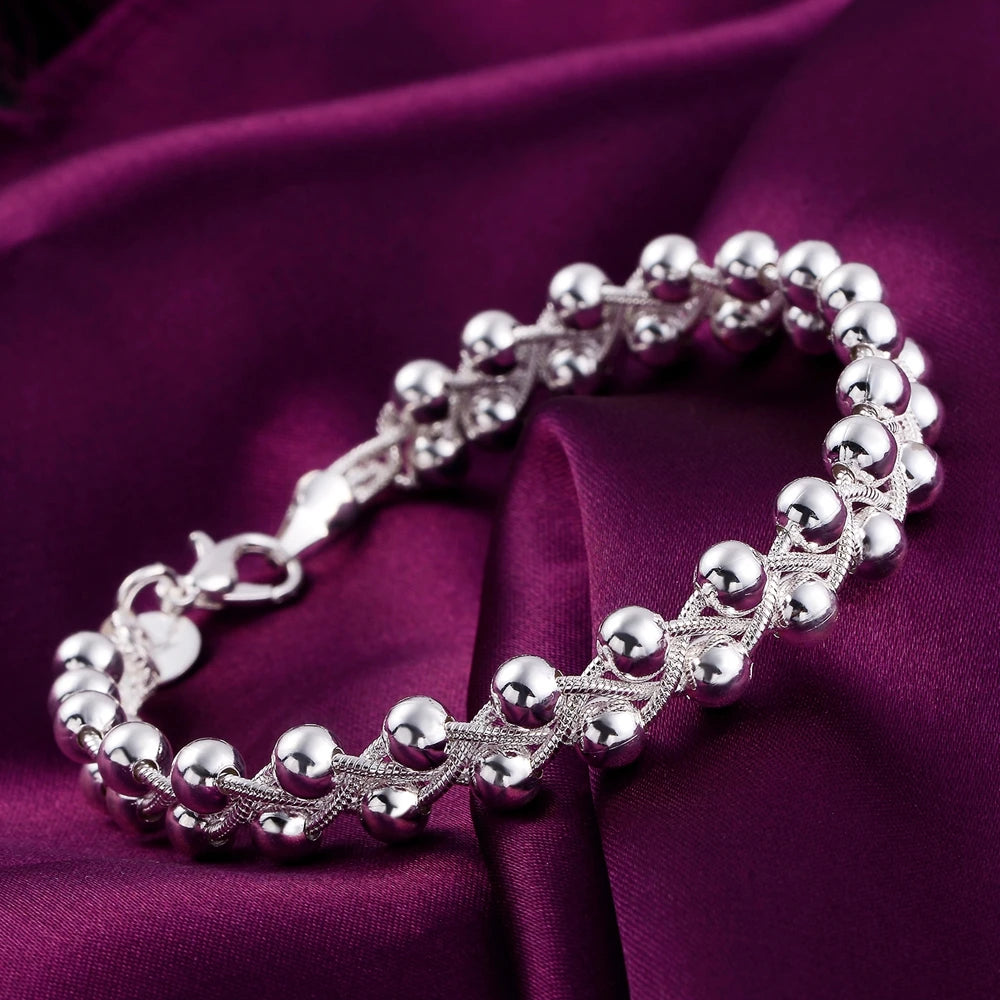 Sterling silver Bracelet Braided beads chain
