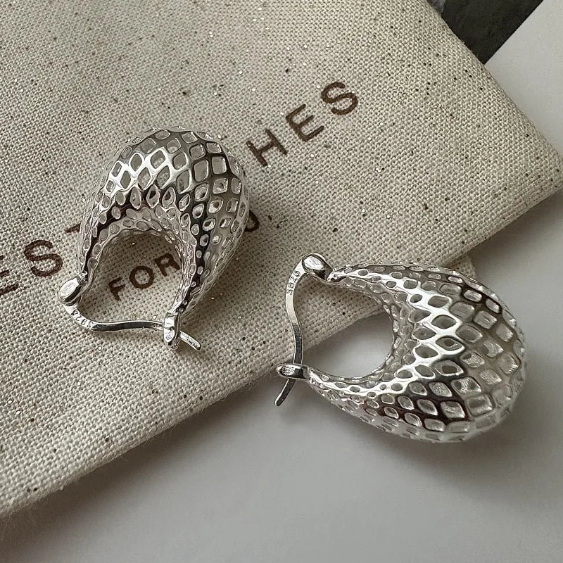 Silver Vintage Earrings Big Web