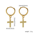 18K Gold Plated Cross Hoop Earring