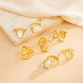 7Pcs/set Punk Geometric Rings Pearl