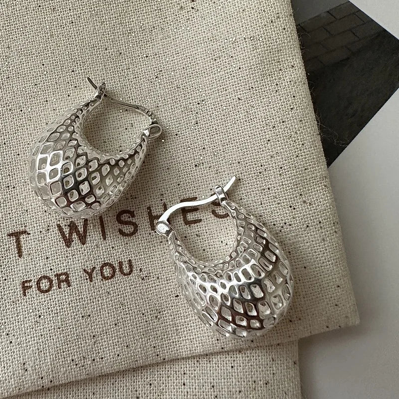 Silver Vintage Earrings Big Web