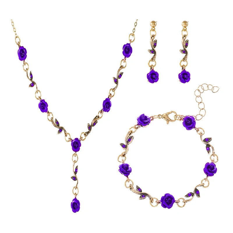 4pcs Jewelry Set, Bracelets, Necklace, Earrings Set
