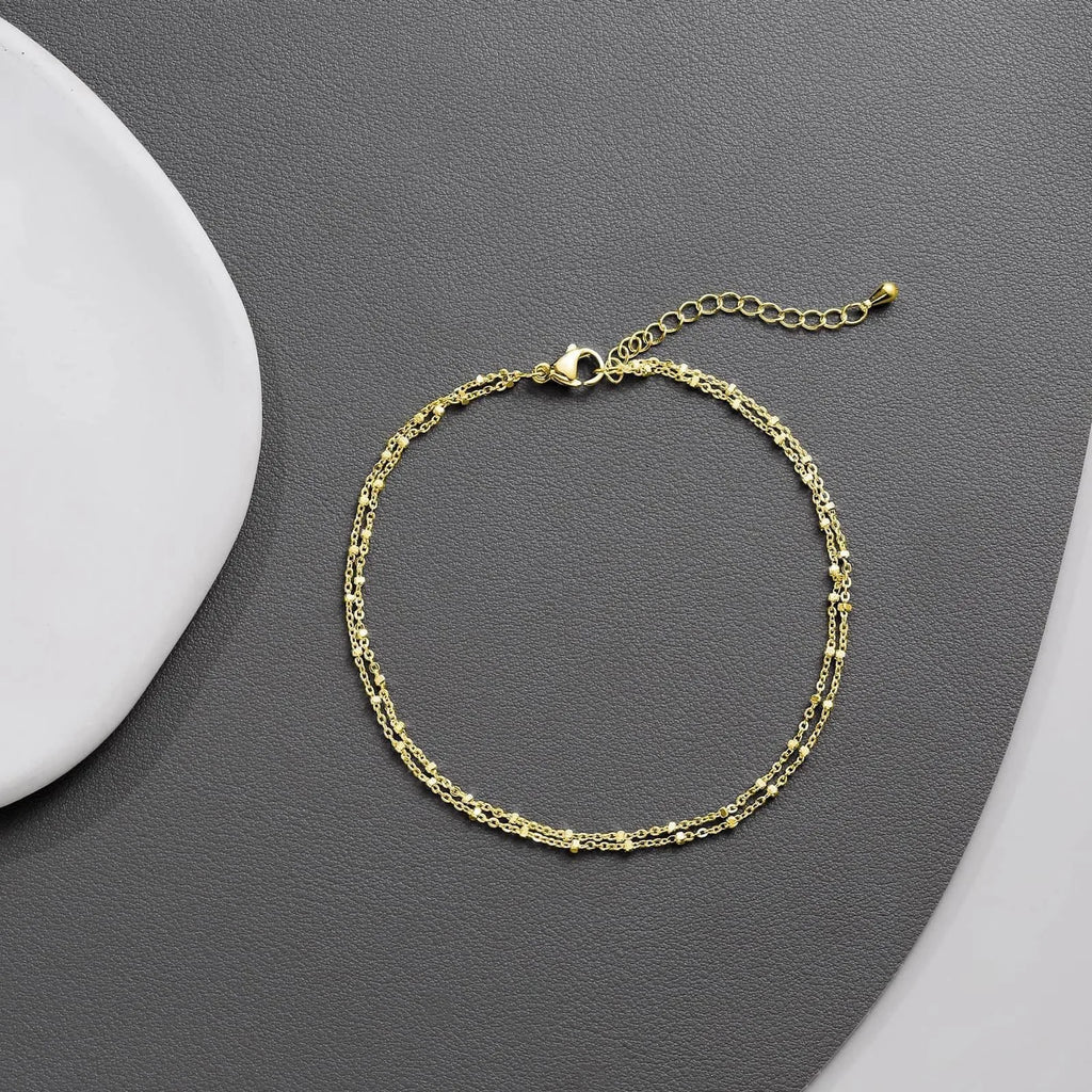 Waterproof Ankle Bracelets,14K Gold Silver