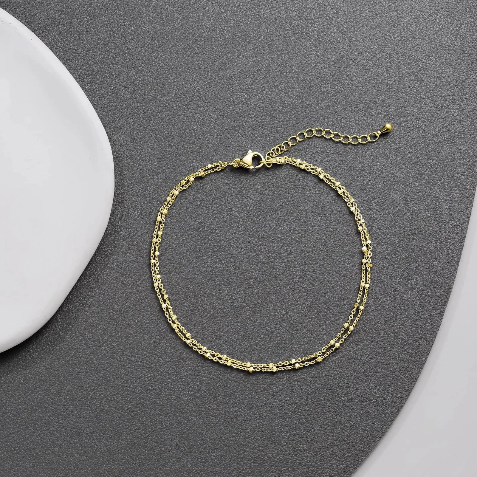 Waterproof Ankle Bracelets,14K Gold Silver