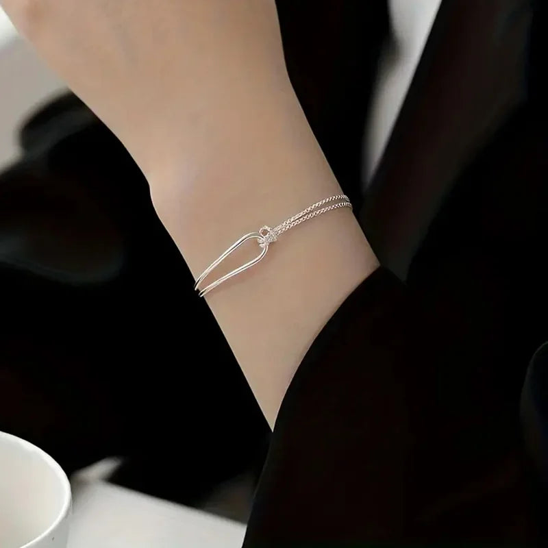 Silver Minimalist Geometric Bracelet