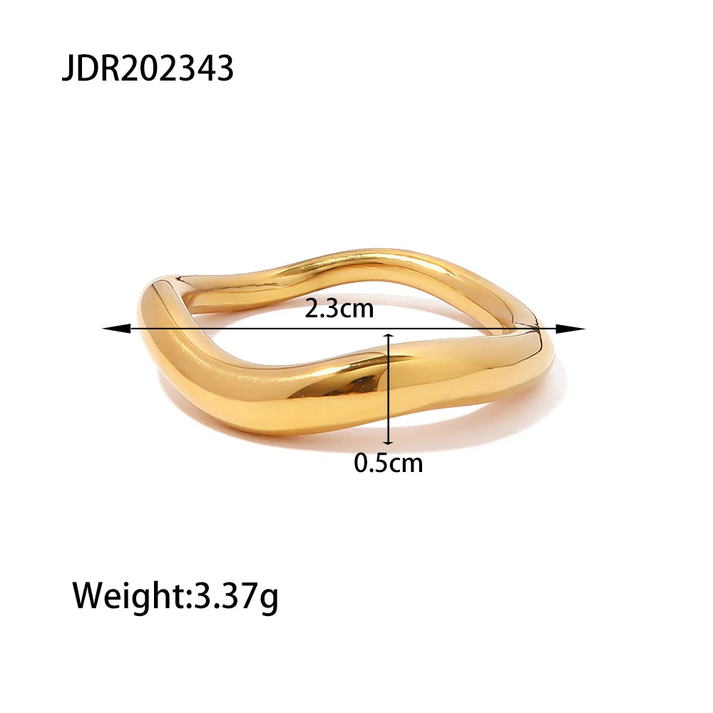 Geometric 18K Gold Plated Stainless Steel Ring Waterproof