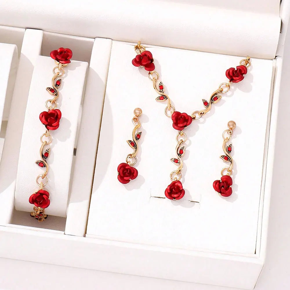 4pcs Jewelry Set, Bracelets, Necklace, Earrings Set